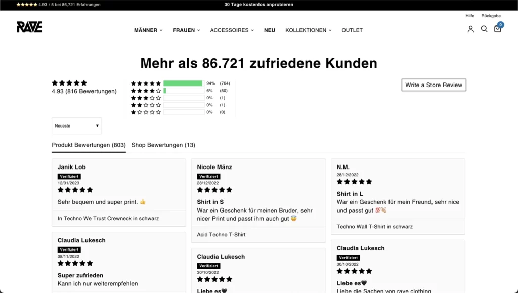 Shopify Bewertungen zur Verbesserung des SEO